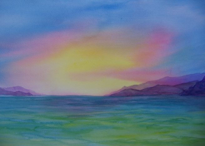 Bright Seascape Watercolor 1:2 sheet '13 June 01 100_6414